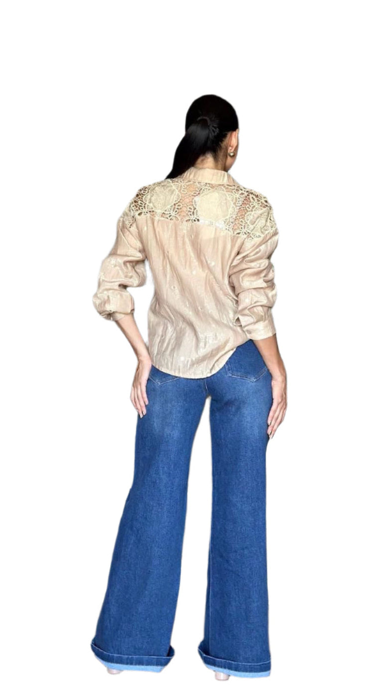 HIGH-WAISTED WIDE LEG JEANS