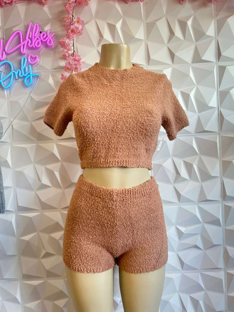 Fuzzy Knit Short Set