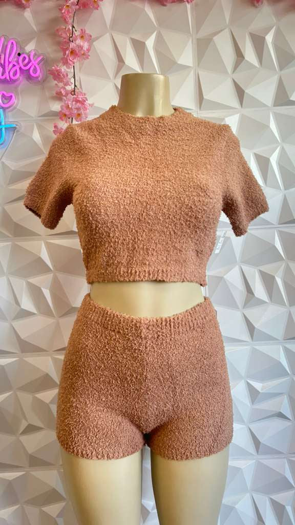 Fuzzy Knit Short Set