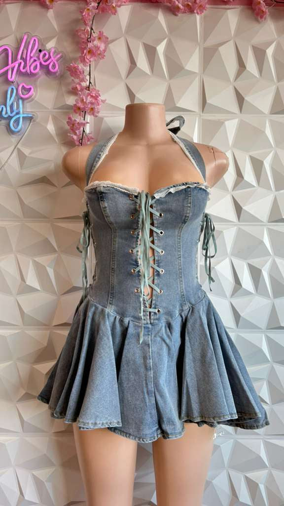 Denim Sweetheart Skater Dress