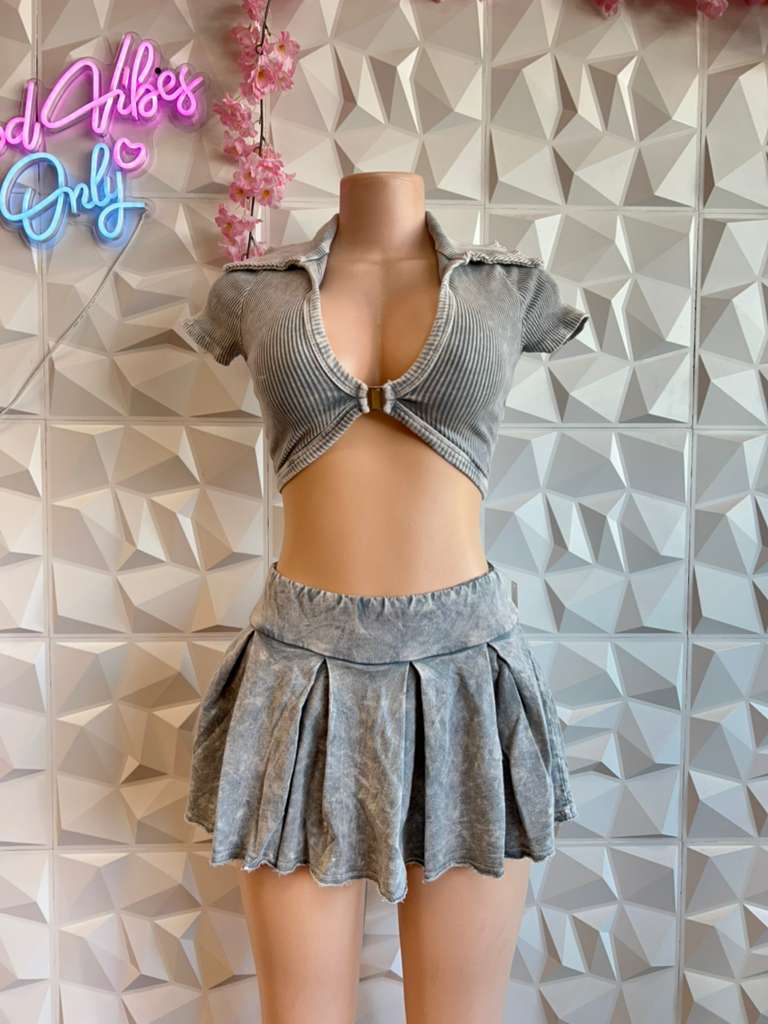 Y2K Acid Wash Two-Piece Outfit