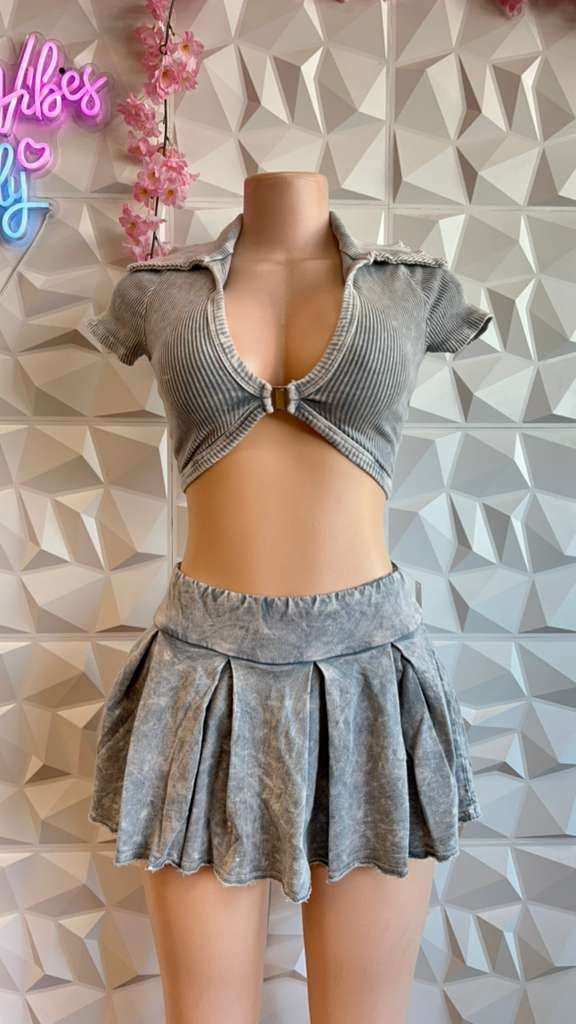 Y2K Acid Wash Two-Piece Outfit