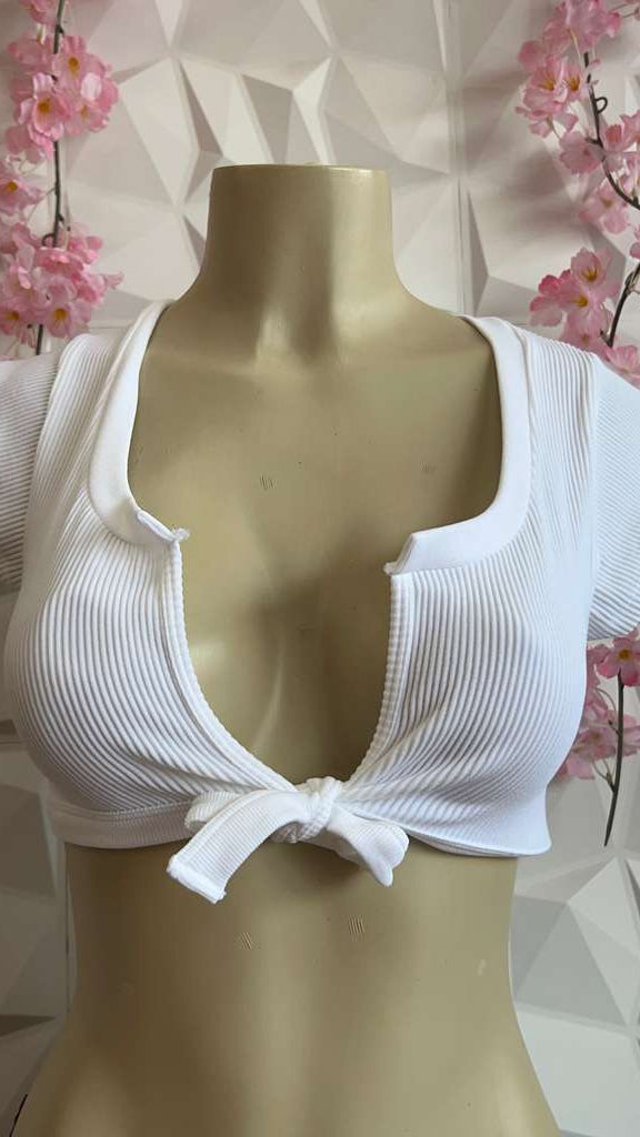Ribbed Tie-Front Crop