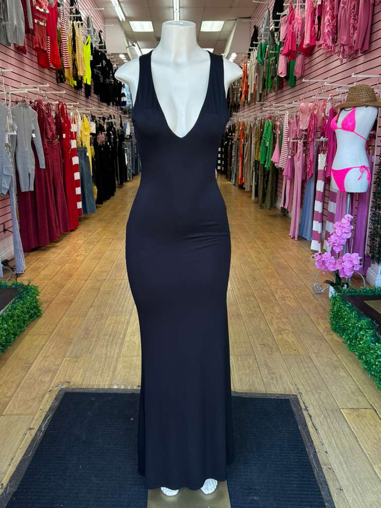 The Classic Black V-Neck Maxi Dress