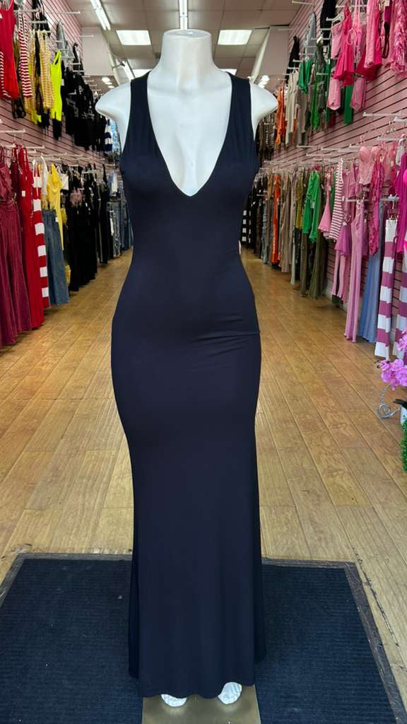The Classic Black V-Neck Maxi Dress
