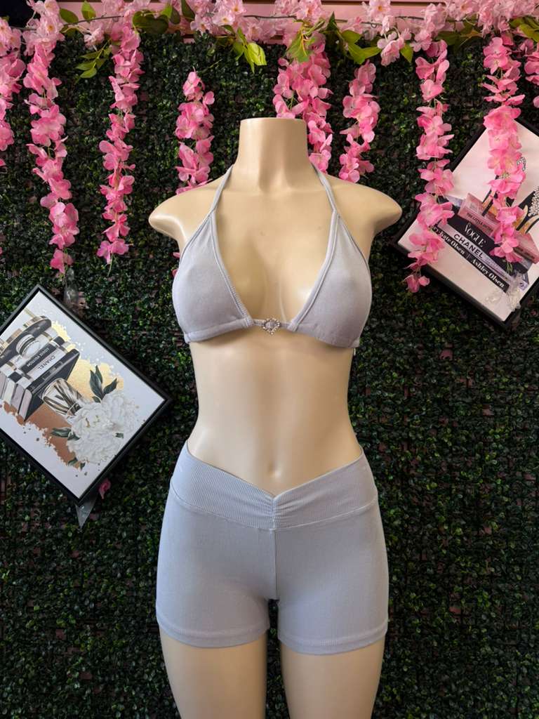 Dove Grey Heart Halter Trio
