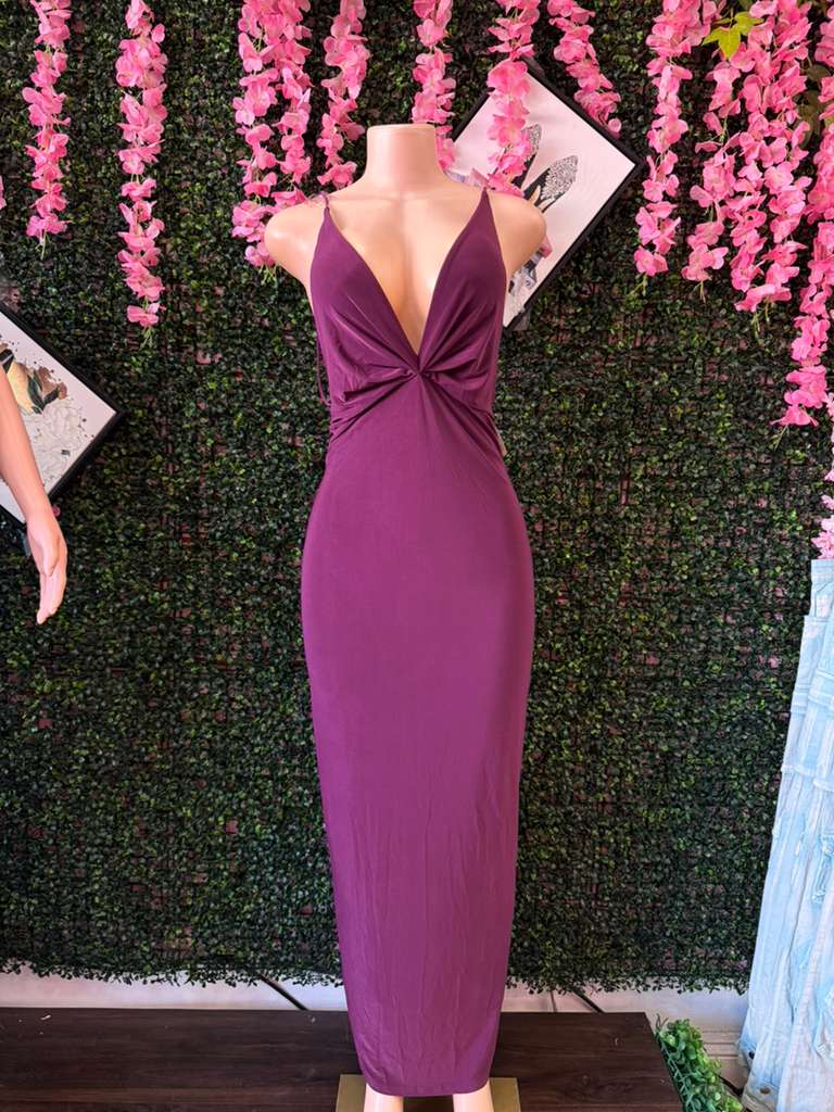 The Deep Plum Open-Back Dress