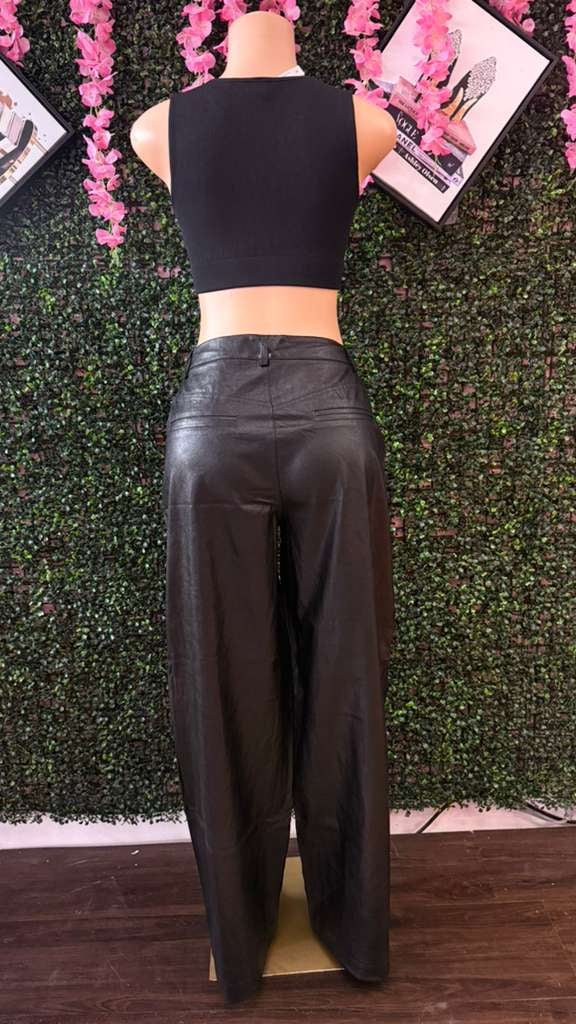 Black Vinyl '90s Relaxed Trousers