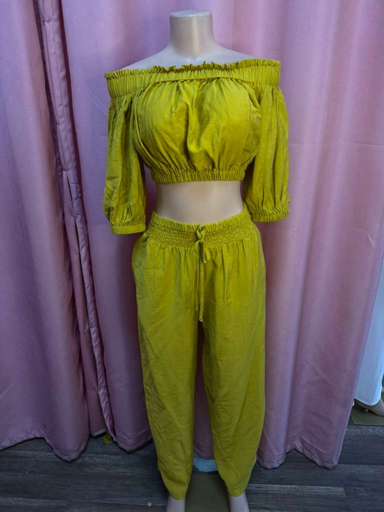 Lime Zest Off-Shoulder Set