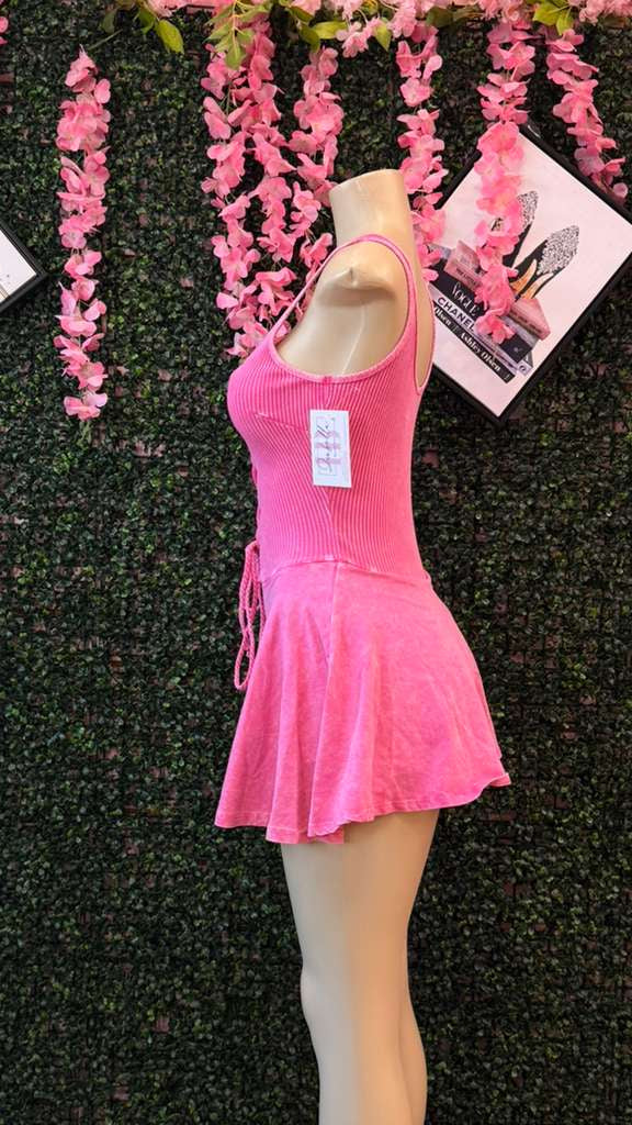 Electric Pink Mineral-Wash Dress