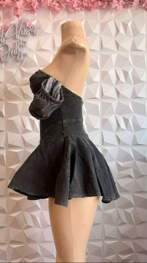 The "Dark Doll" Denim Mini Dress