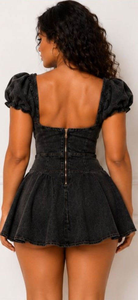 The "Dark Doll" Denim Mini Dress