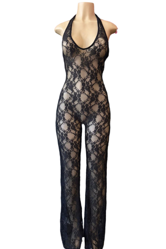 SLEEVELESS LACE JUMPSUIT