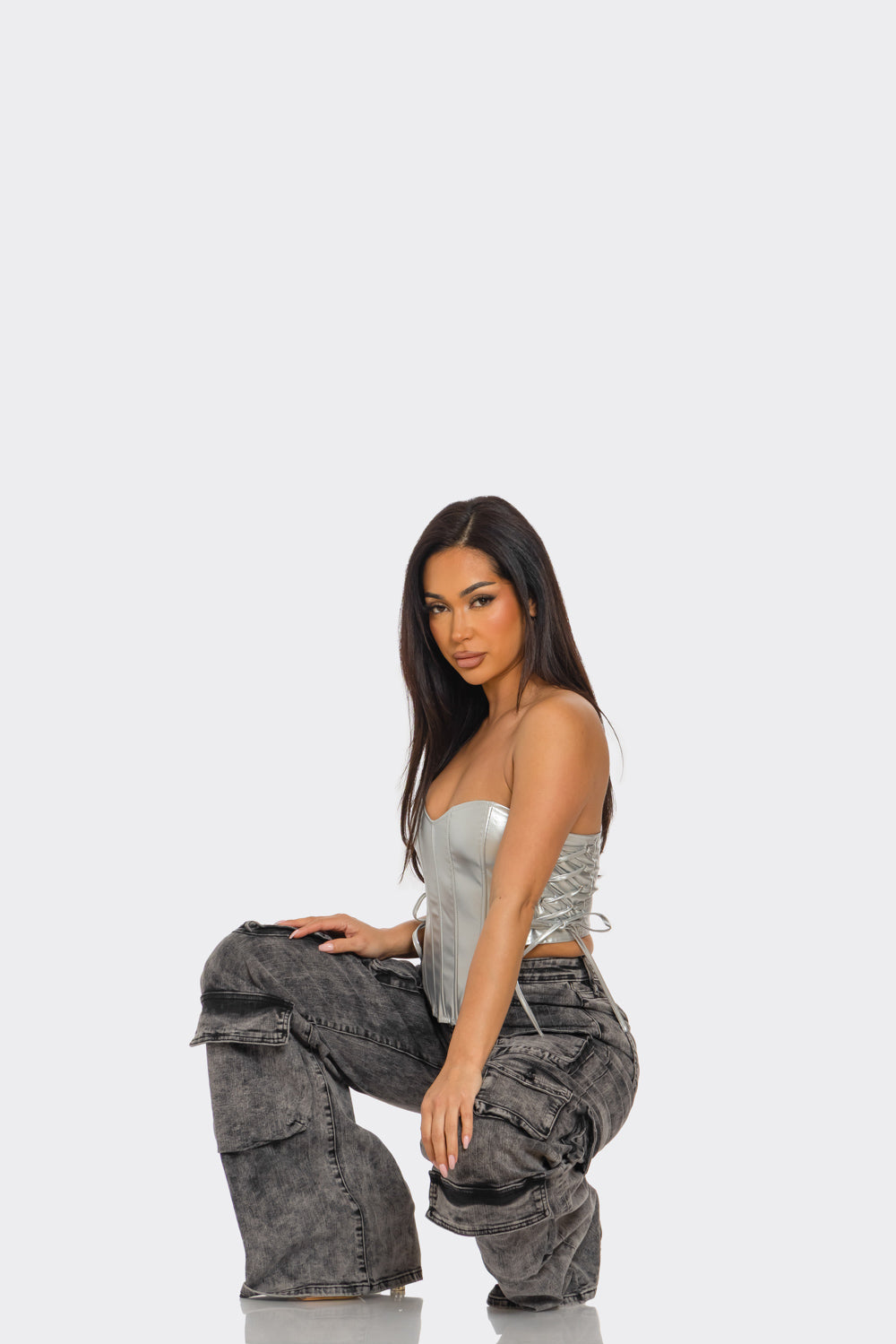 GREY WASH CARGO PANTS