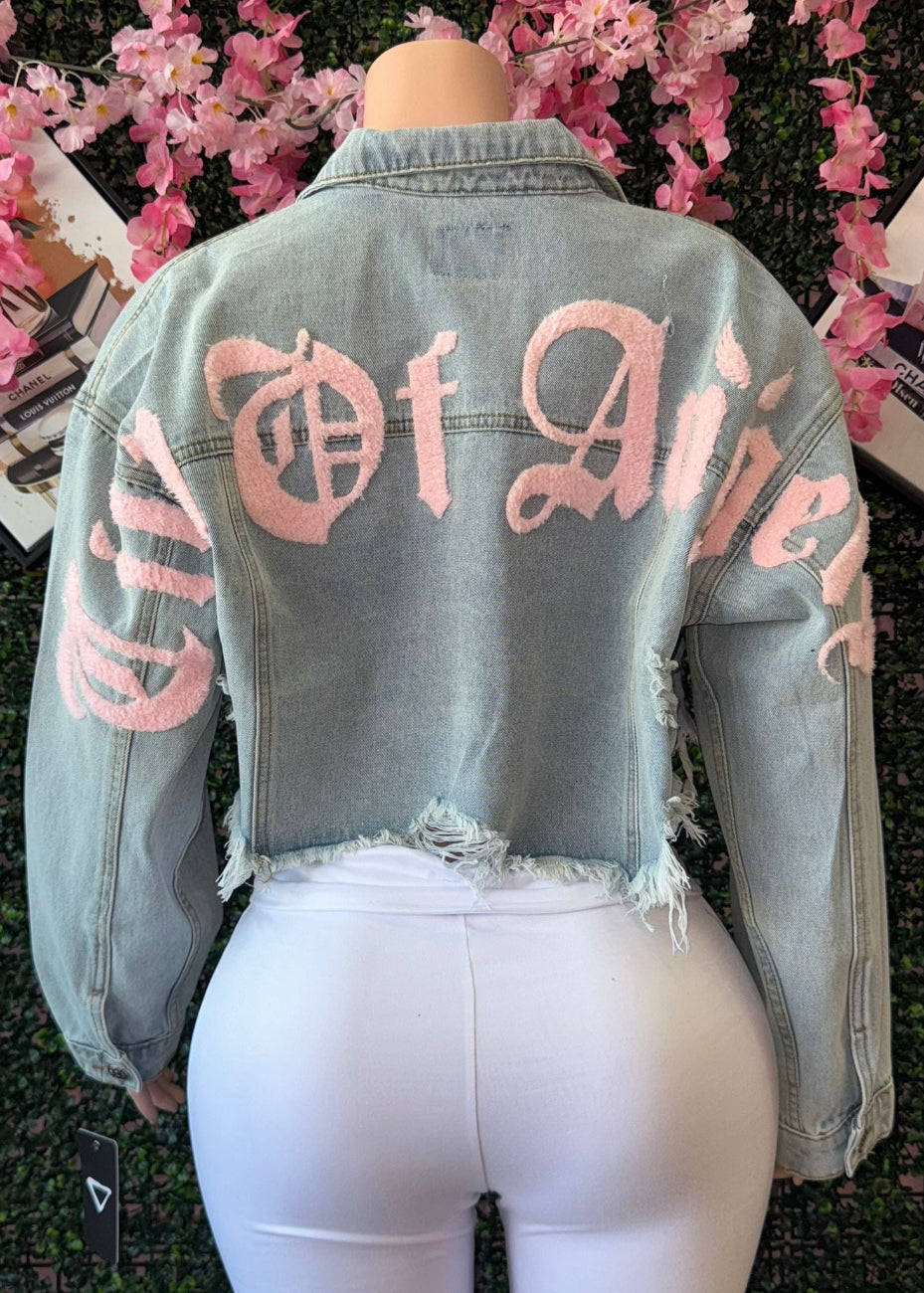 CITY OF ANGELS CROP DENIM JACKET