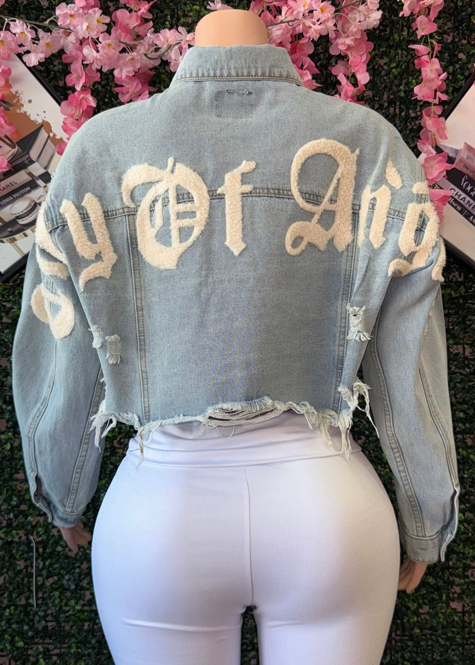 CITY OF ANGELS CROP DENIM JACKET