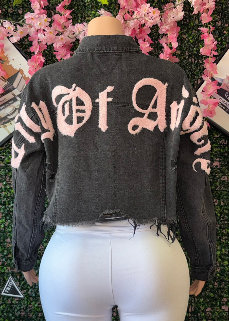 CITY OF ANGELS CROP DENIM JACKET