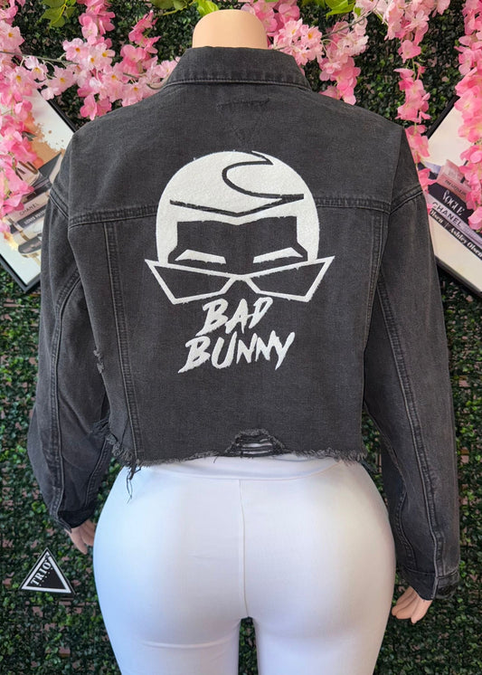 “BAD BUNNY” CROP DENIM JACKET
