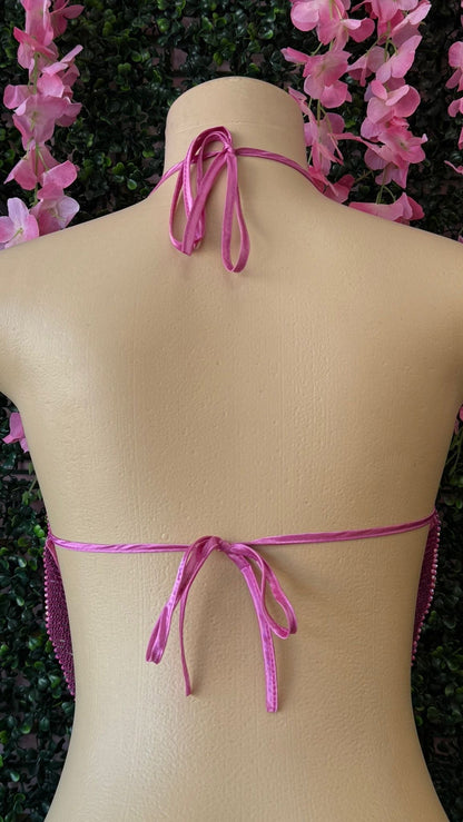 RHINESTONE HALTER HANDKERCHIEF TOP