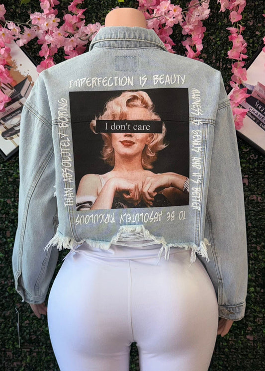 I DON´T CARE CROP DENIM JACKET