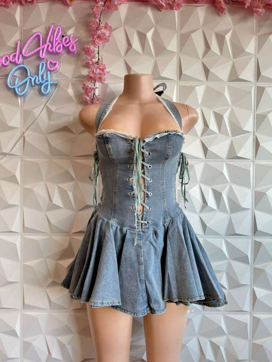 Denim Sweetheart Skater Dress