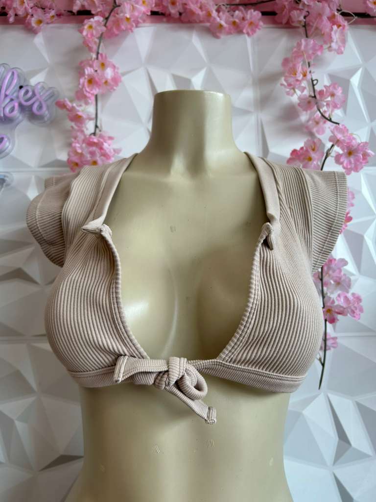 Ribbed Tie-Front Crop