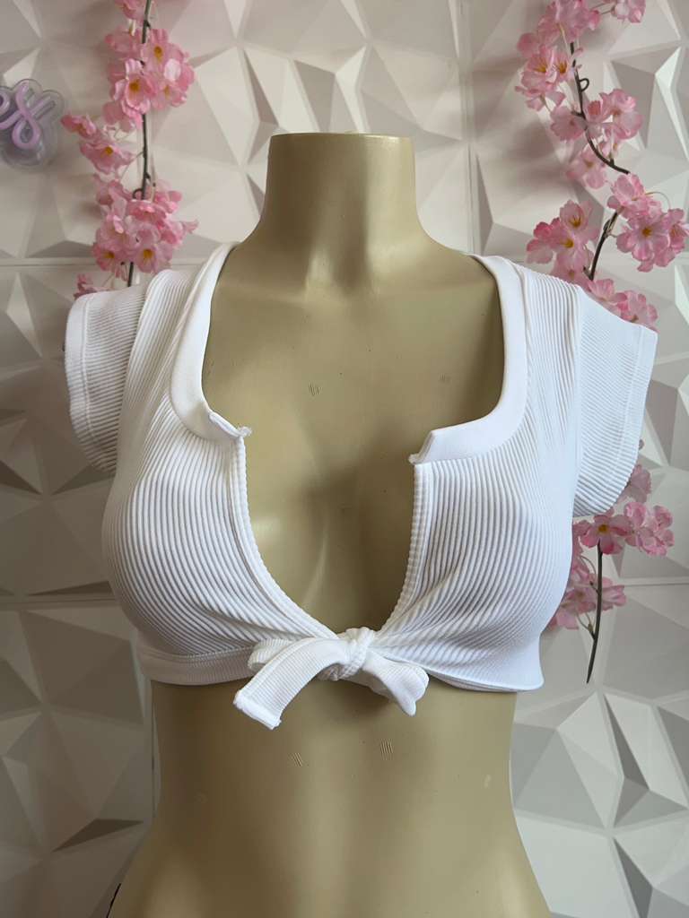 Ribbed Tie-Front Crop