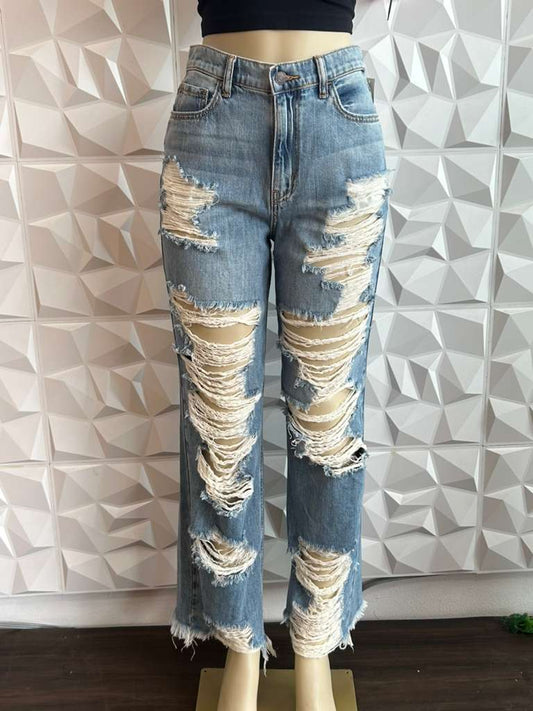 Extremely Distressed High-Waist Jeans