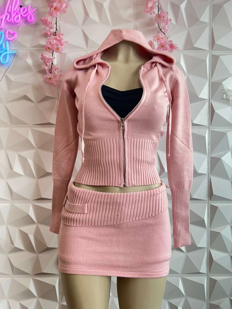 Ribbed Zip-Up Mini Set