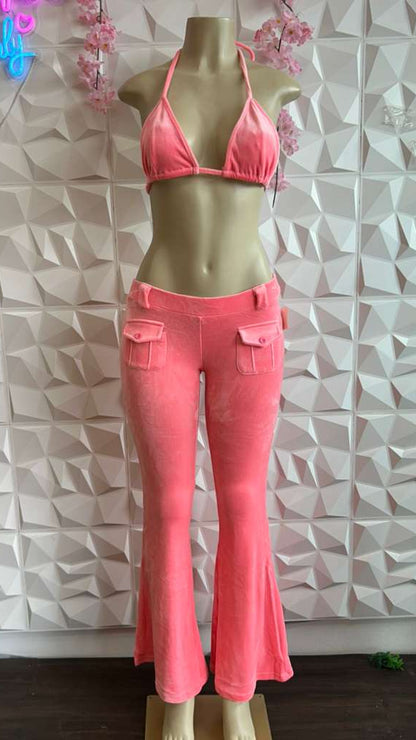 Y2K Velour Flare Set