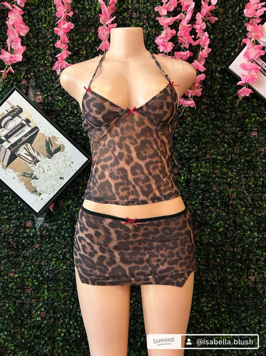Red Bow leopard Mini Set