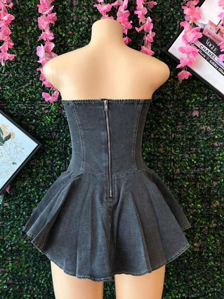 Lace-Up Babydoll Denim