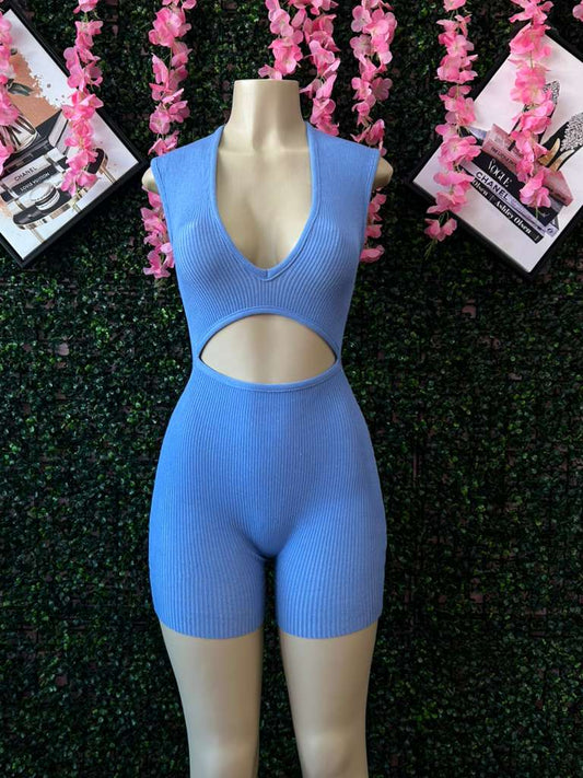 The Powder Blue Cut-Out Romper
