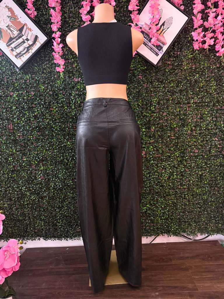 Black Vinyl '90s Relaxed Trousers