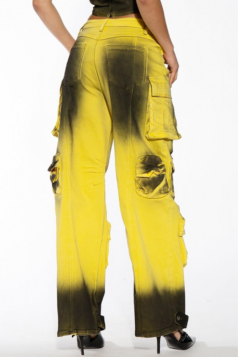 CARGO TWILL PANTS WITH CONTRAST SPRAY PRINT