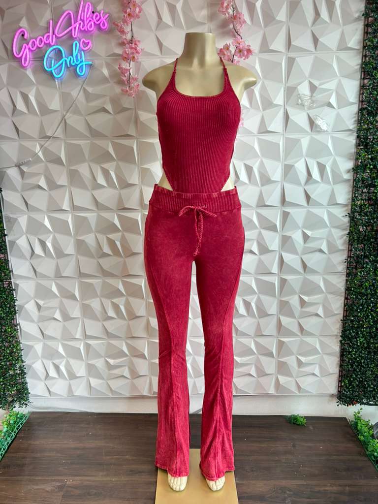 Backless Knit Flare Set