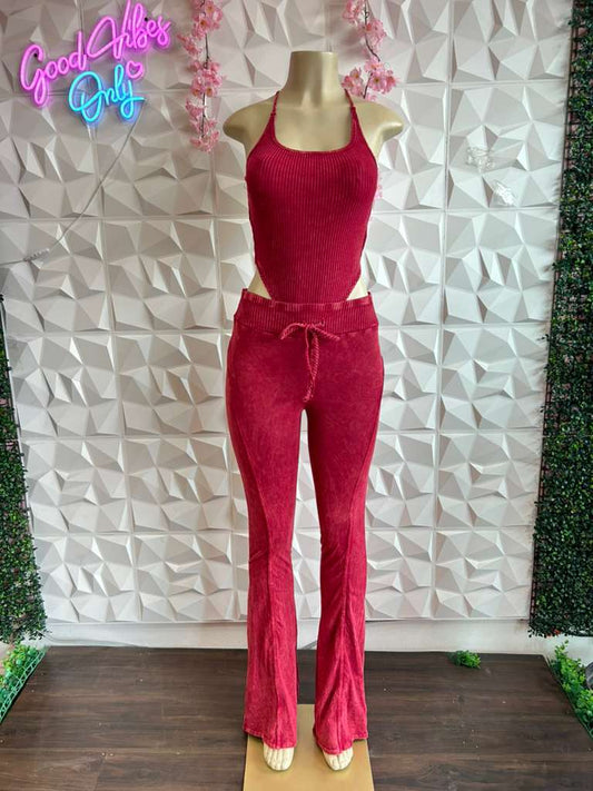 Backless Knit Flare Set