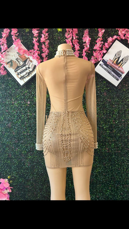 Pearl Collar Draped Beaded Mini