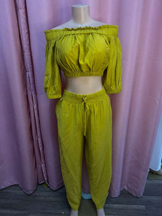 Lime Zest Off-Shoulder Set