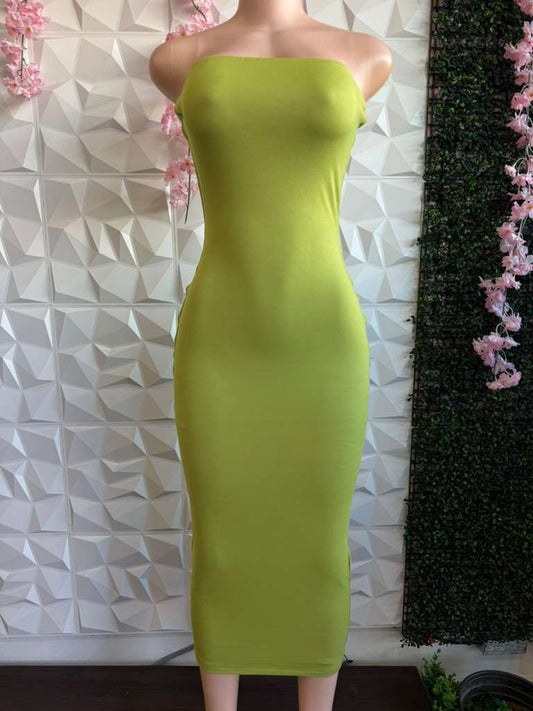 Vibrant Lime Bodycon Midi Dress