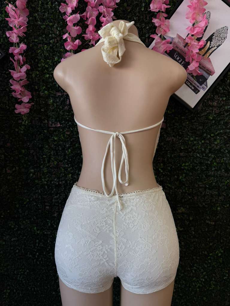 Lace Cowl Halter Set