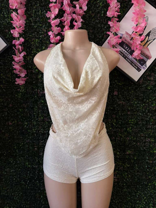 Lace Cowl Halter Set