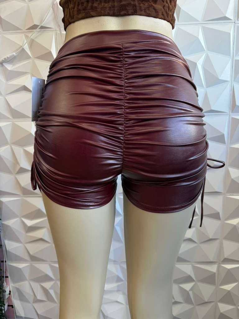 Leather Ruched Shorts
