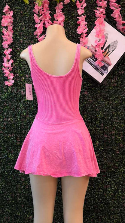 Electric Pink Mineral-Wash Dress