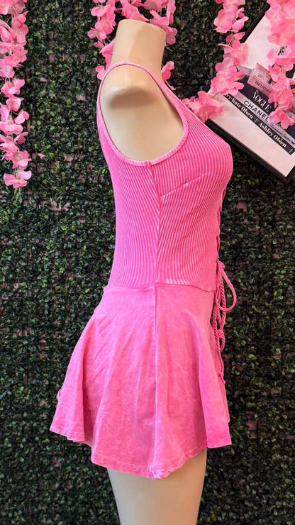 Electric Pink Mineral-Wash Dress