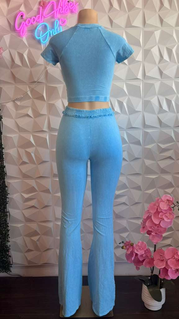Electric Sky Ribbed Flare Set