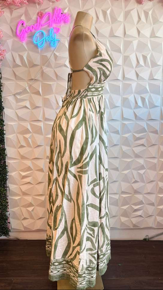 The "Sage Sanctuary" Smocked Maxi