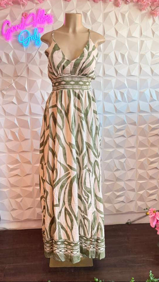 The "Sage Sanctuary" Smocked Maxi