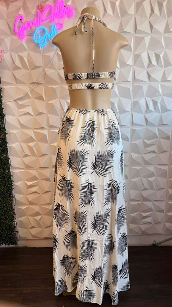 Island Breeze Tropical Cutout Gown