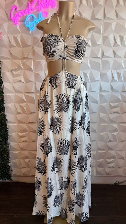 Island Breeze Tropical Cutout Gown